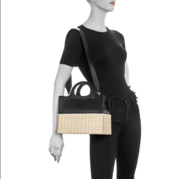 Max Mara Beige & Brown Cestoswicker Bag Max Mara MaxMara Leather & Wicker Satchel Handbag